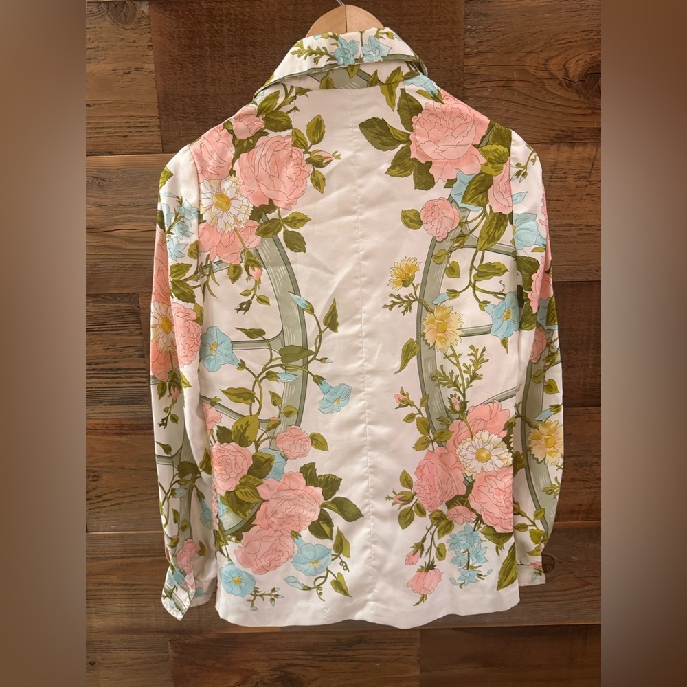 HERMÈS 100% Silk Floral Blouse Shirt EUC - Picture 6 of 12